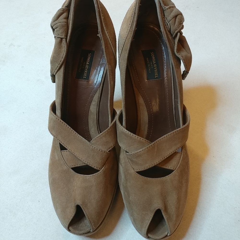 SONIA RYKIEL PARIS GREY HIGH HEEL suede platform